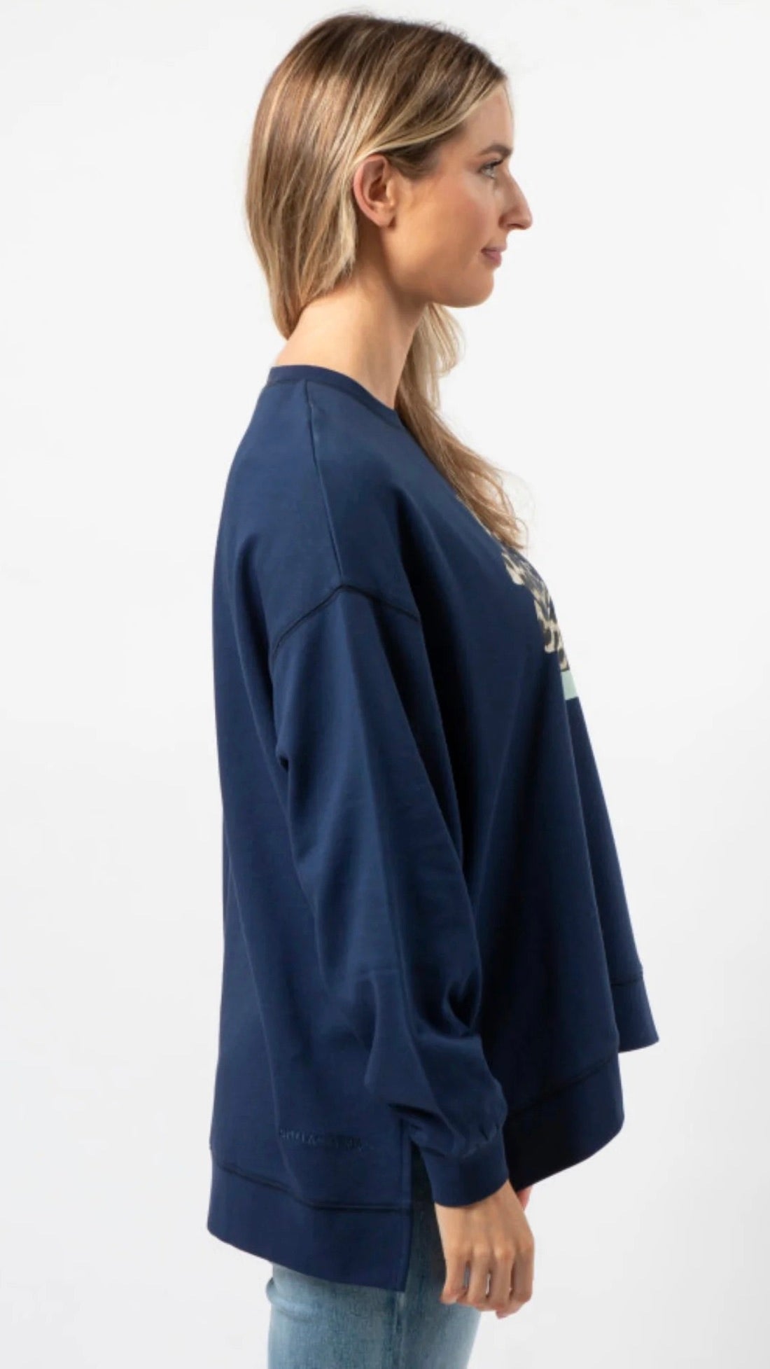 Sunday Sweater Navy Leopard Rose