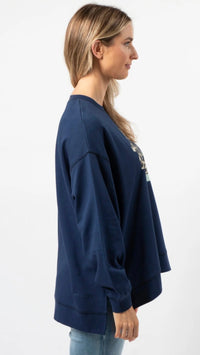 Sunday Sweater Navy Leopard Rose
