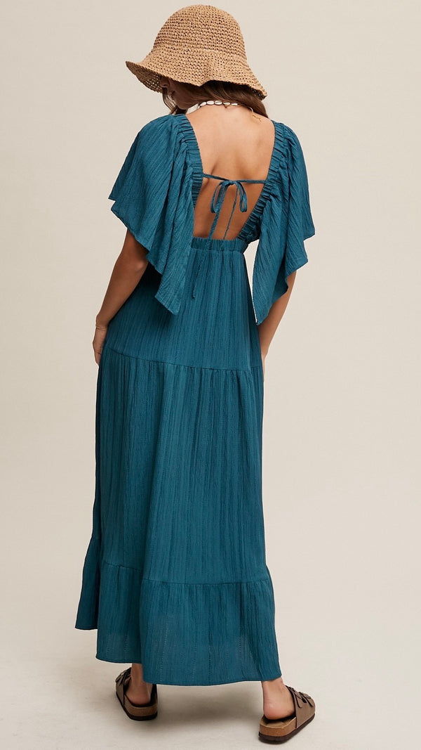 Misha V Neck Maxi Dress Dusty Teal