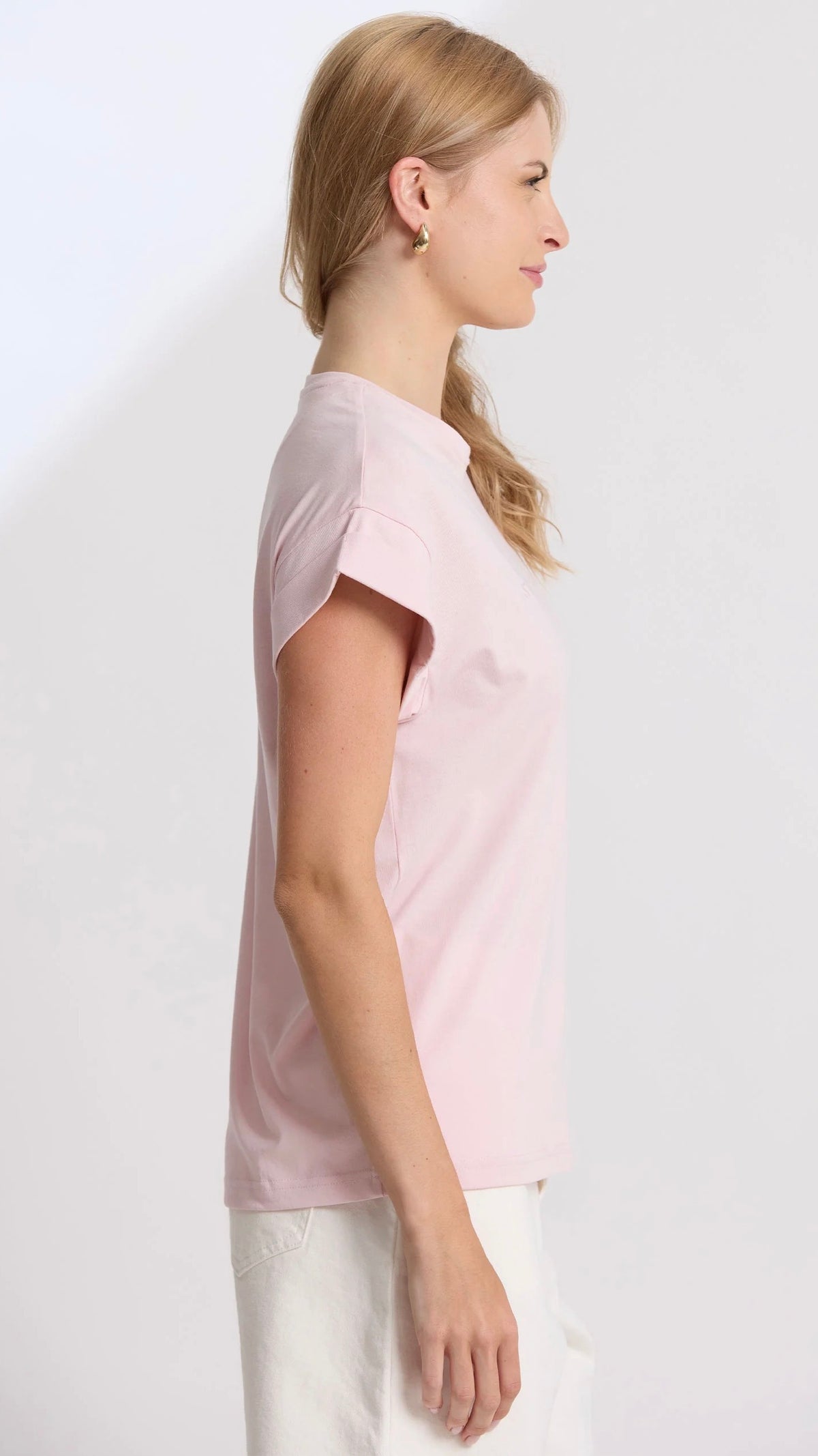 Cuff Tee Pink Tulle Embroidered Logo