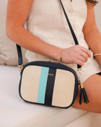 Ginger Canvas Crossbody Bag Cream Sky Blue