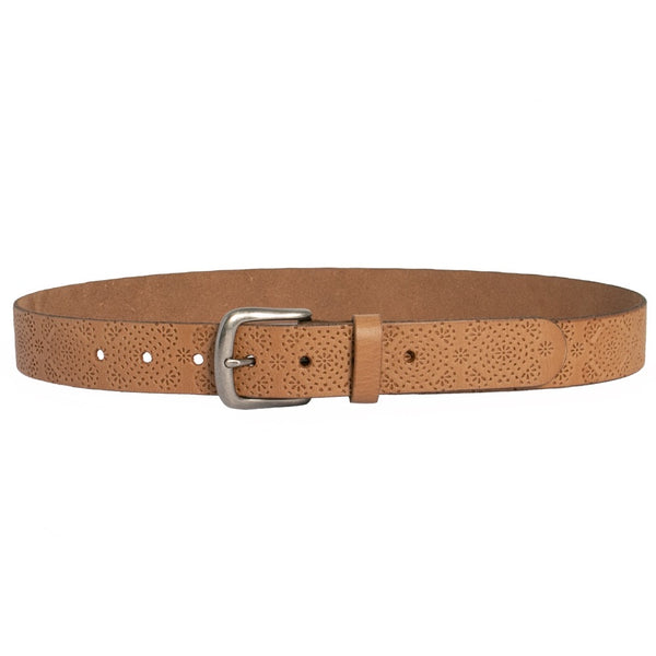 Catherine Embossed Leather Belt Natural/Tan