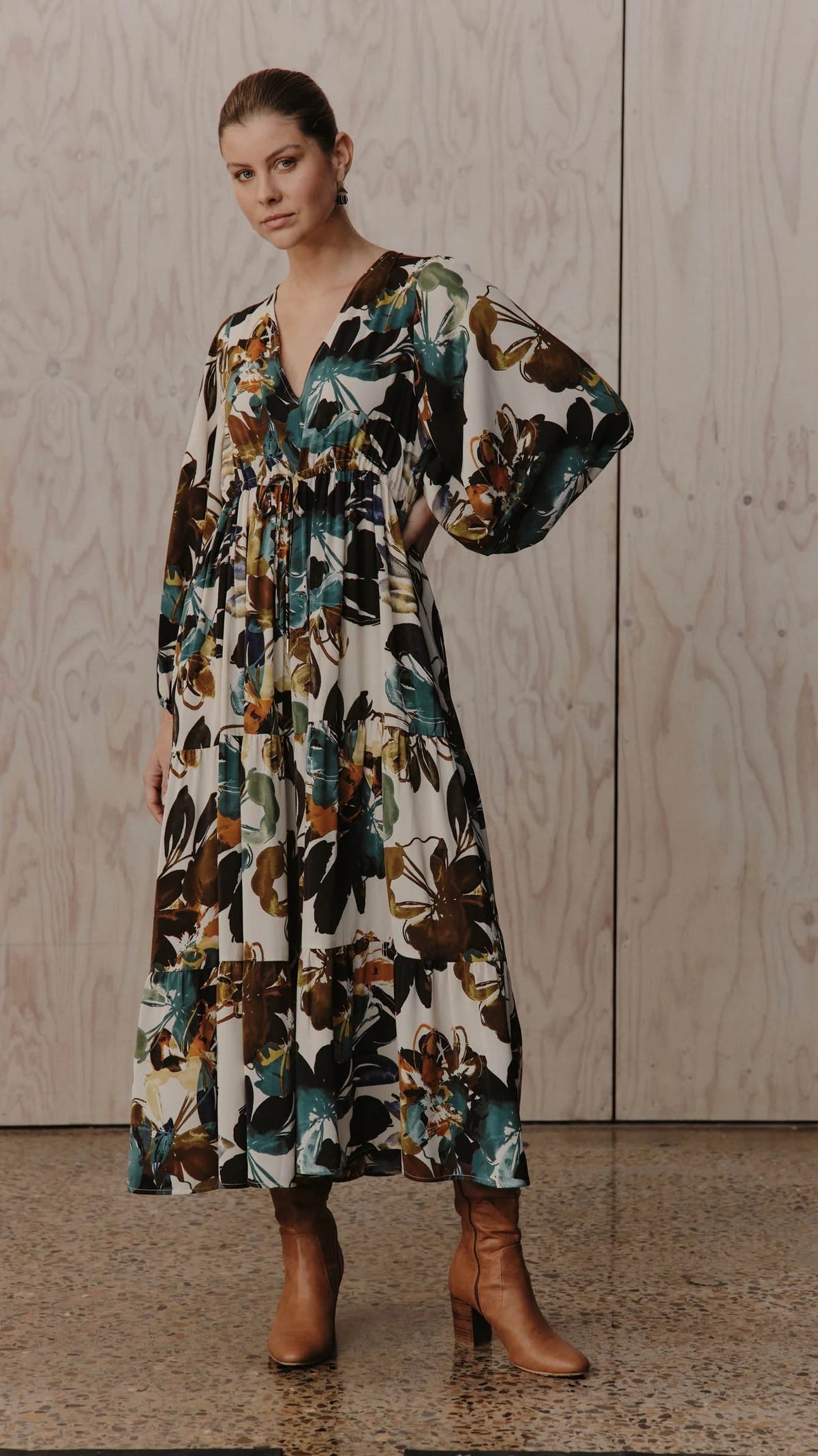Elsie Maxi Dress Botanical Tusk