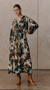 Elsie Maxi Dress Botanical Tusk