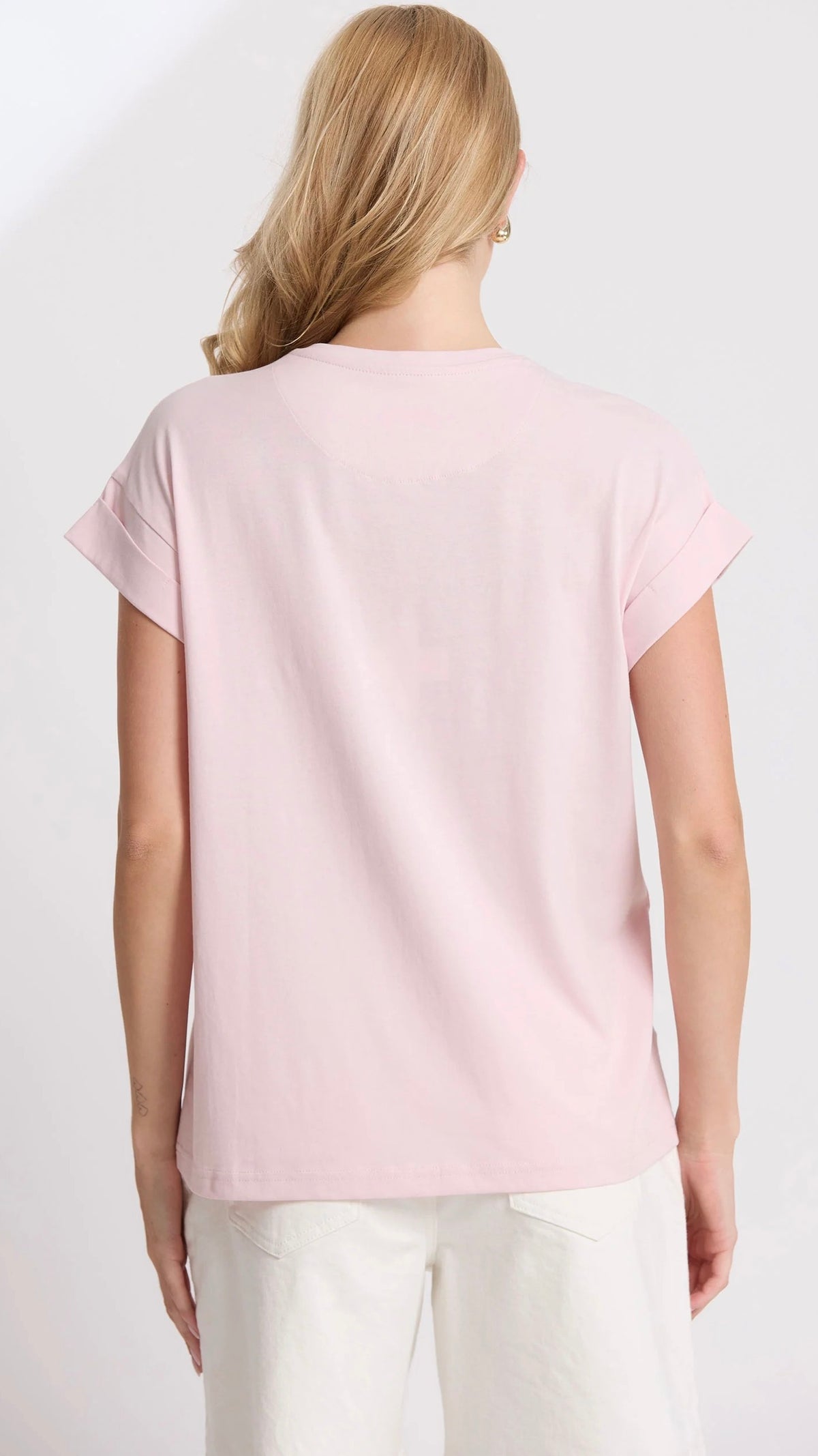 Cuff Tee Pink Tulle Embroidered Logo