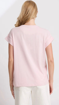 Cuff Tee Pink Tulle Embroidered Logo