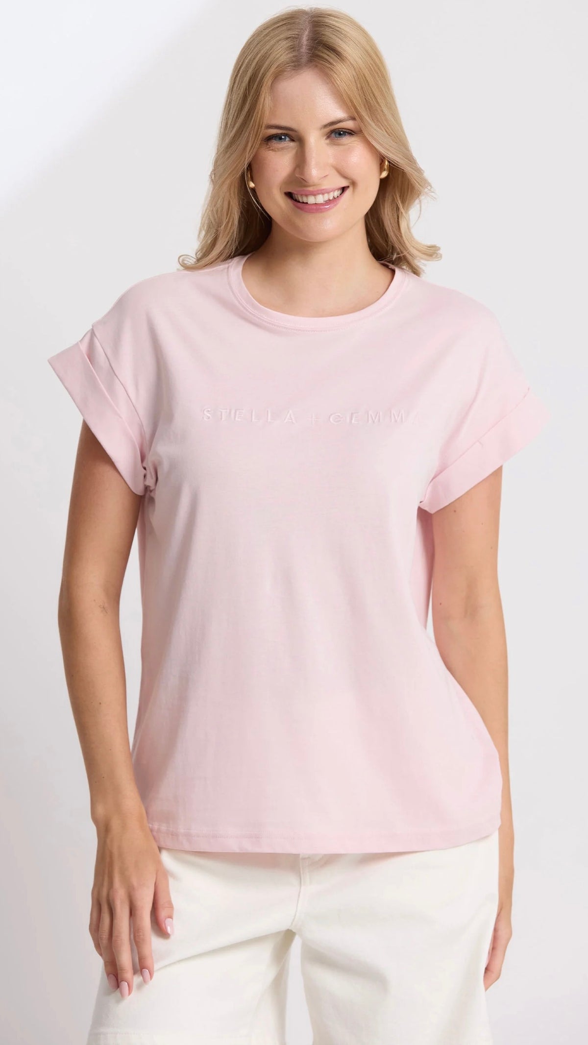 Cuff Tee Pink Tulle Embroidered Logo