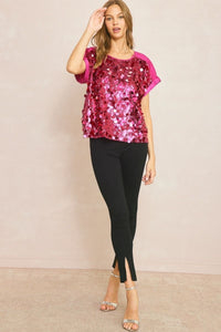 Celebration Sequin Top Magenta