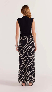 Vento Bias Maxi Skirt Blk/CRM