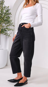 Monaco Toni Barrel Jeans Black