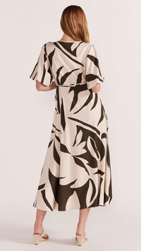 Acacia Wrap Midi Dress in Olive