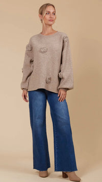 Miru Flower Jumper Taupe