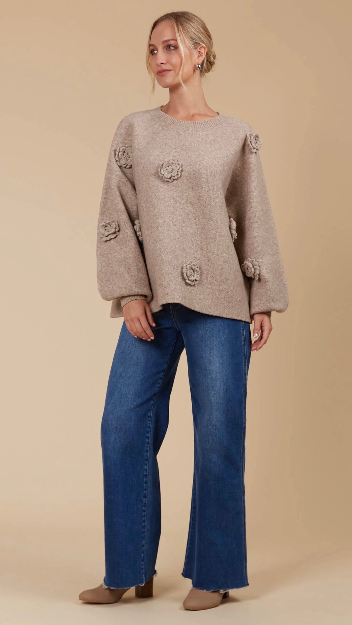 Miru Flower Jumper Taupe