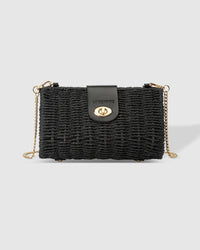 Ophelia Raffia Crossbody Bag Black