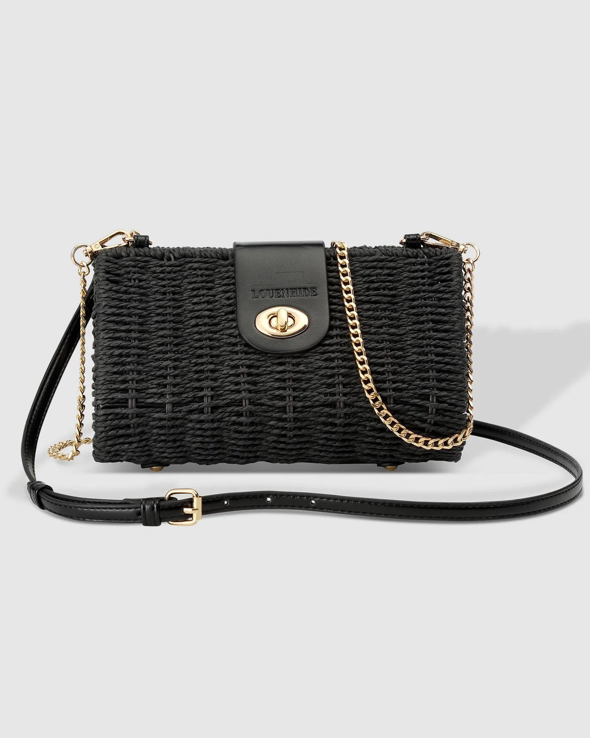 Ophelia Raffia Crossbody Bag Black