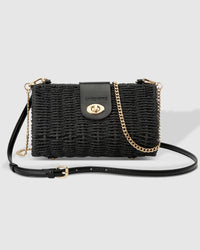 Ophelia Raffia Crossbody Bag Black