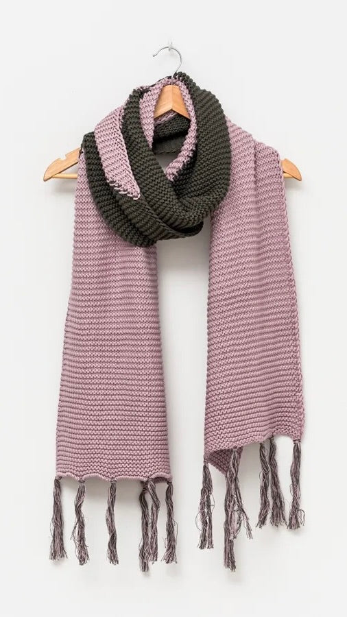 Scarf Fringe Rose Olive