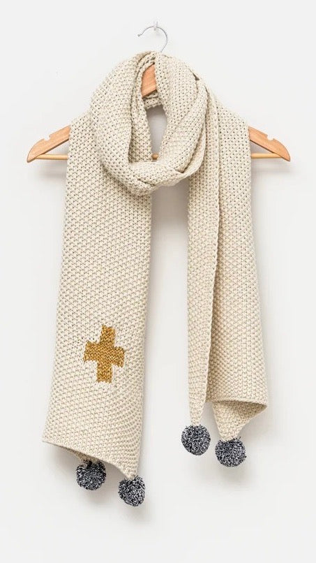 PomPom Scarf Line Khaki