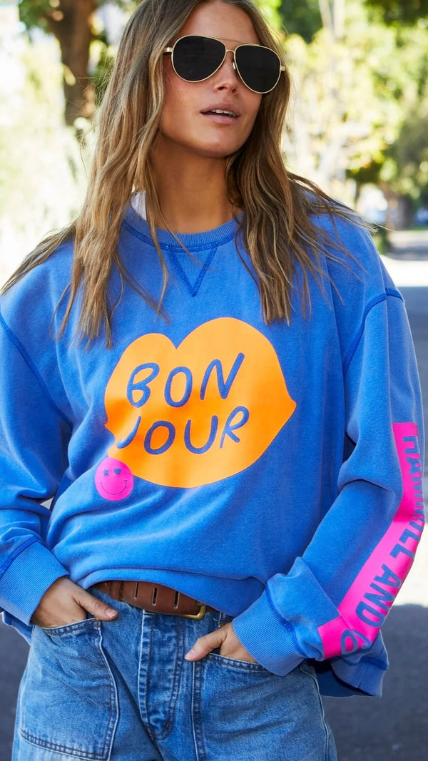 Bon Jour Washed Blue Sweat