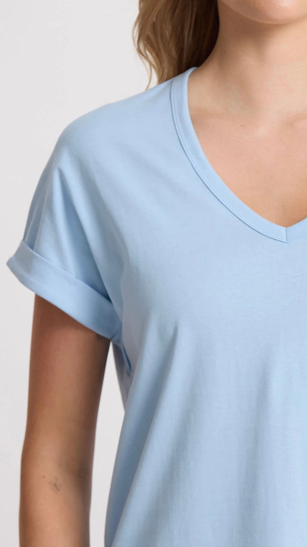 Soho Cuff V Tee Sky