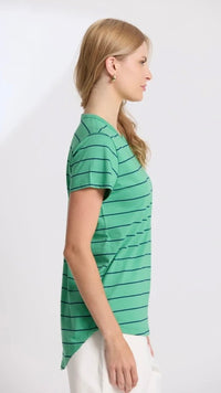 Classic Tee Green Navy Stripe
