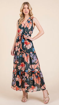 Thea Tie Waist Floral Maxi Dress