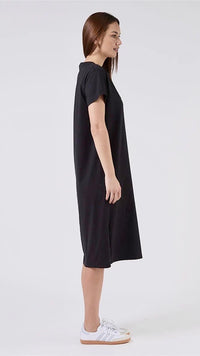 Maxie T Shirt Dress Black with Black and White Stripe Star