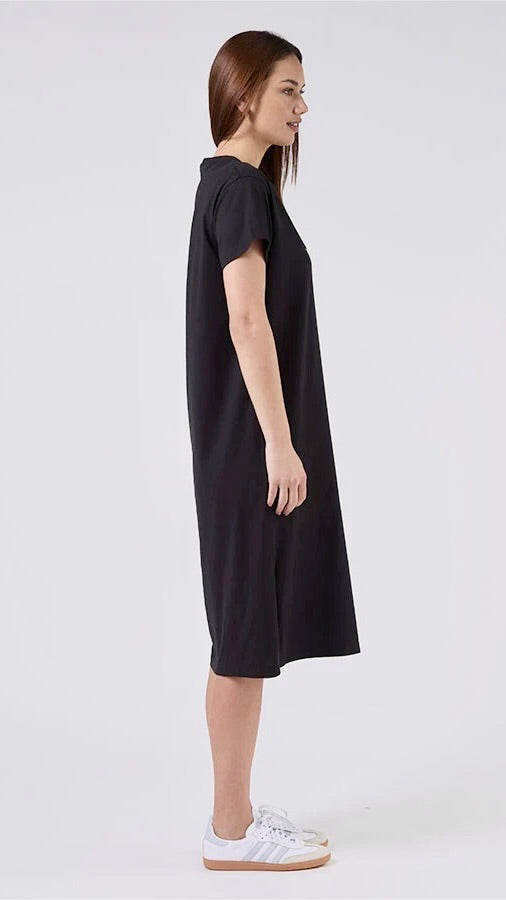 Maxie T Shirt Dress Black with Black and White Stripe Star