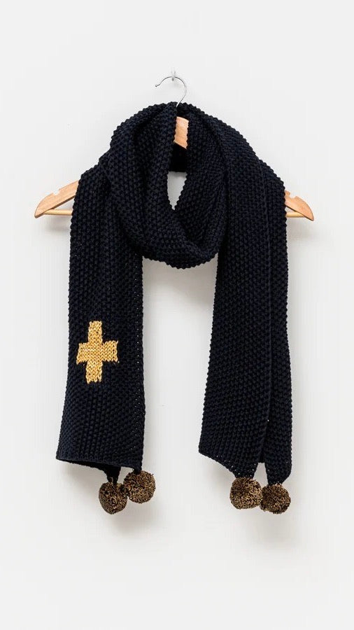 PomPom Scarf Midnight Navy