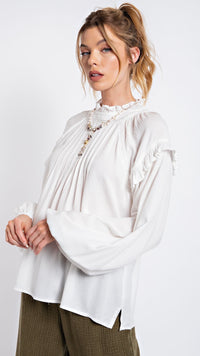 Tayla Textured Crepe Blouse Top Off White