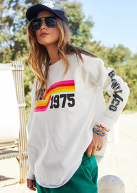 Vibes Long Sleeve Waffle Top White