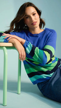 Florida Stripe Jumper - Cobalt