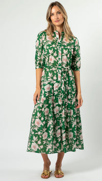 Amber Dress Vintage Green Floral