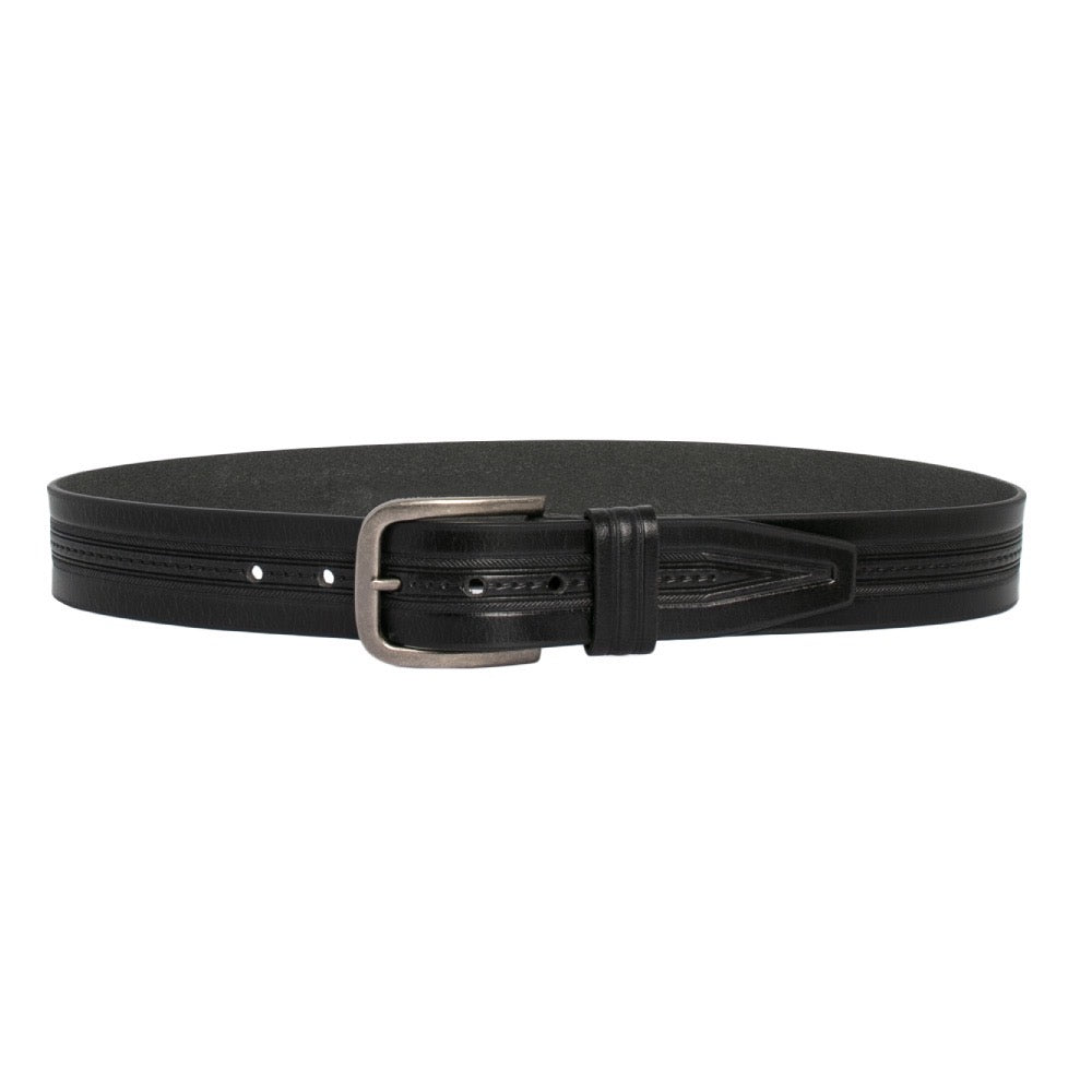 Emerton Embossed Leather Belt Black