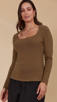 Naria Scoop Neck Top Toffee