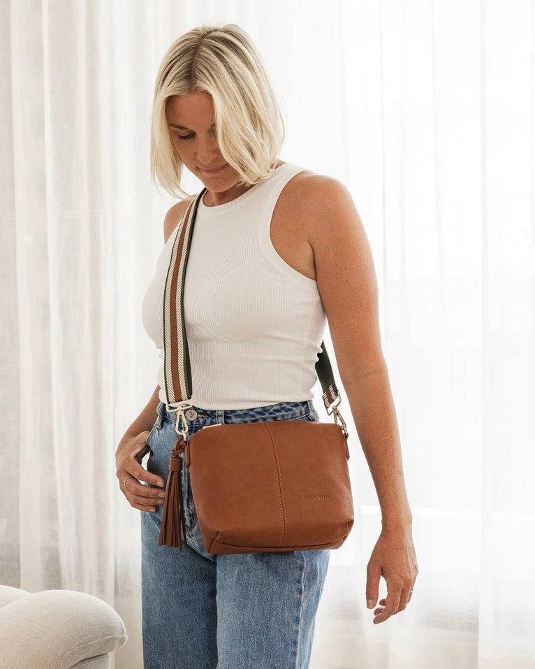 Kasey Stripe Crossbody Bag Tan