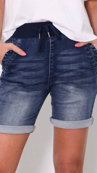 Riley Stretch Denim Shorts Dark Blue