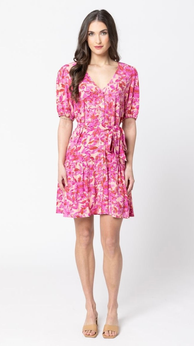 Louisiana Mid Slv Mini Dress Pink Delight