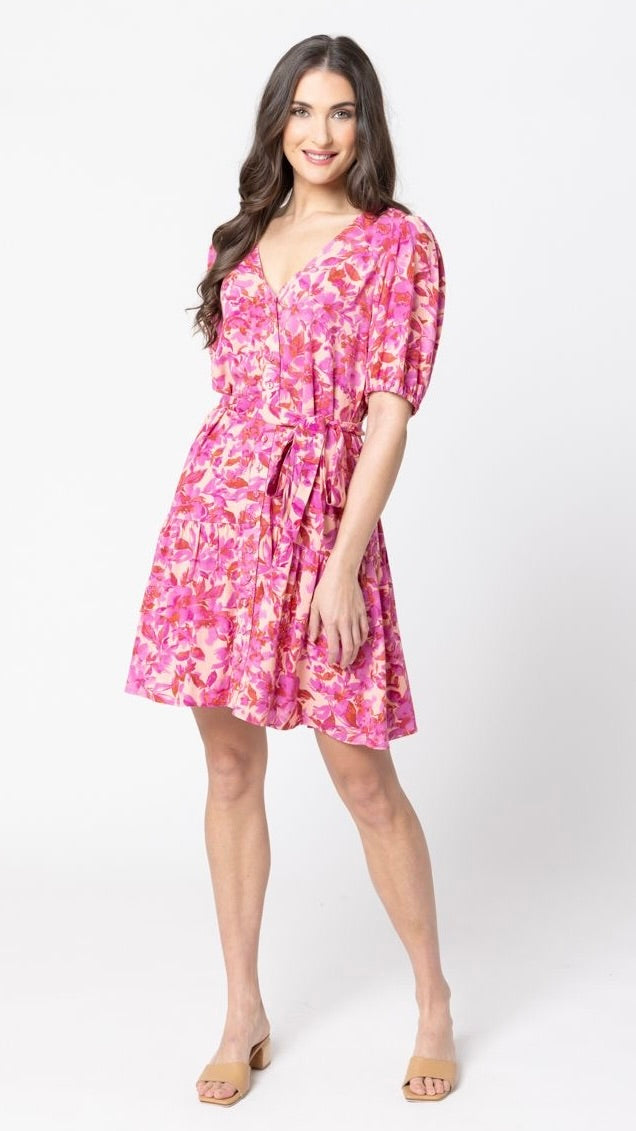 Louisiana Mid Slv Mini Dress Pink Delight