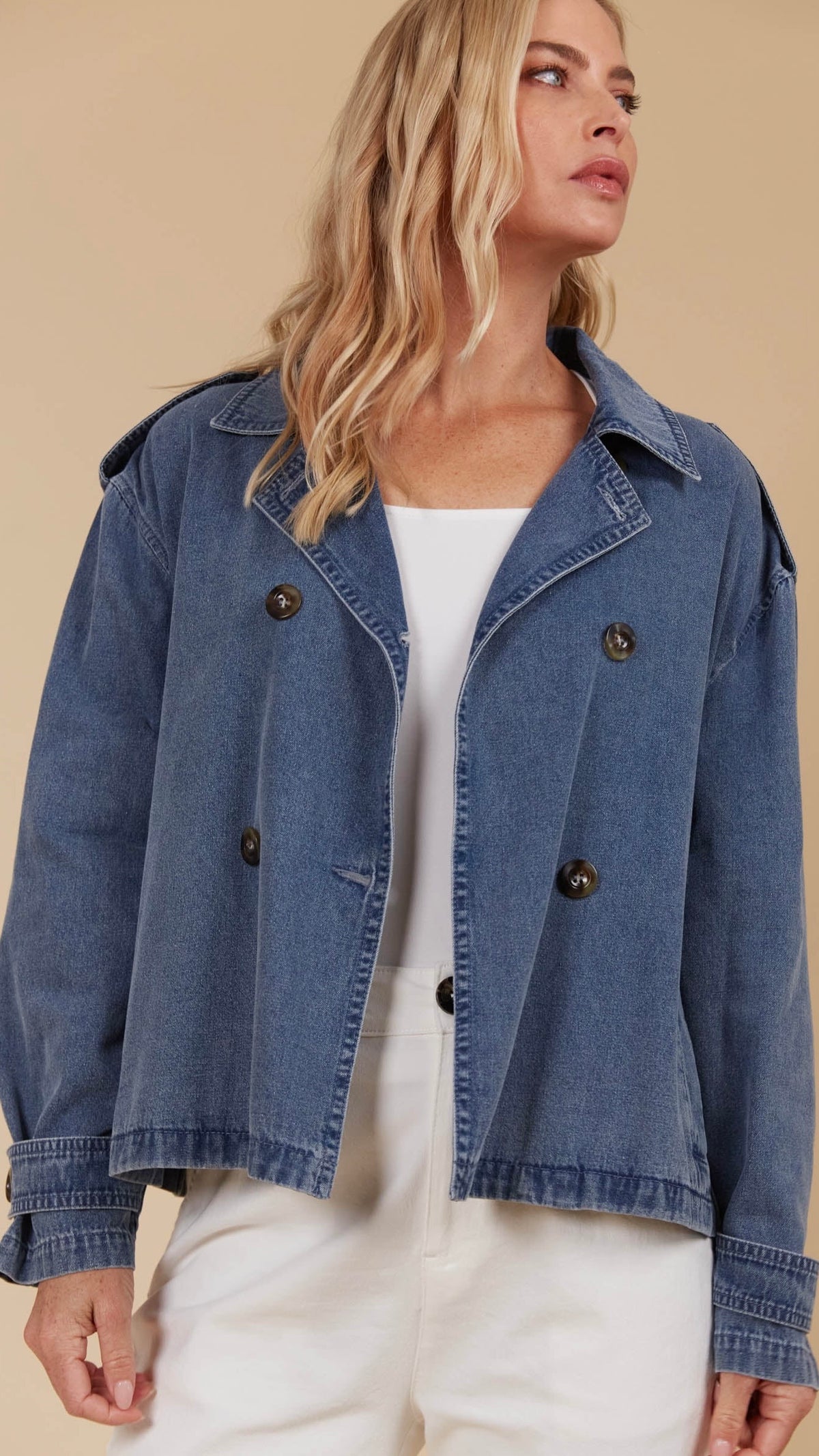 Freya Crop Trench Denim