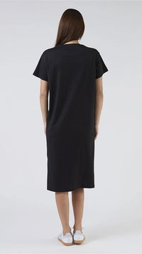Maxie T Shirt Dress Black with Black and White Stripe Star