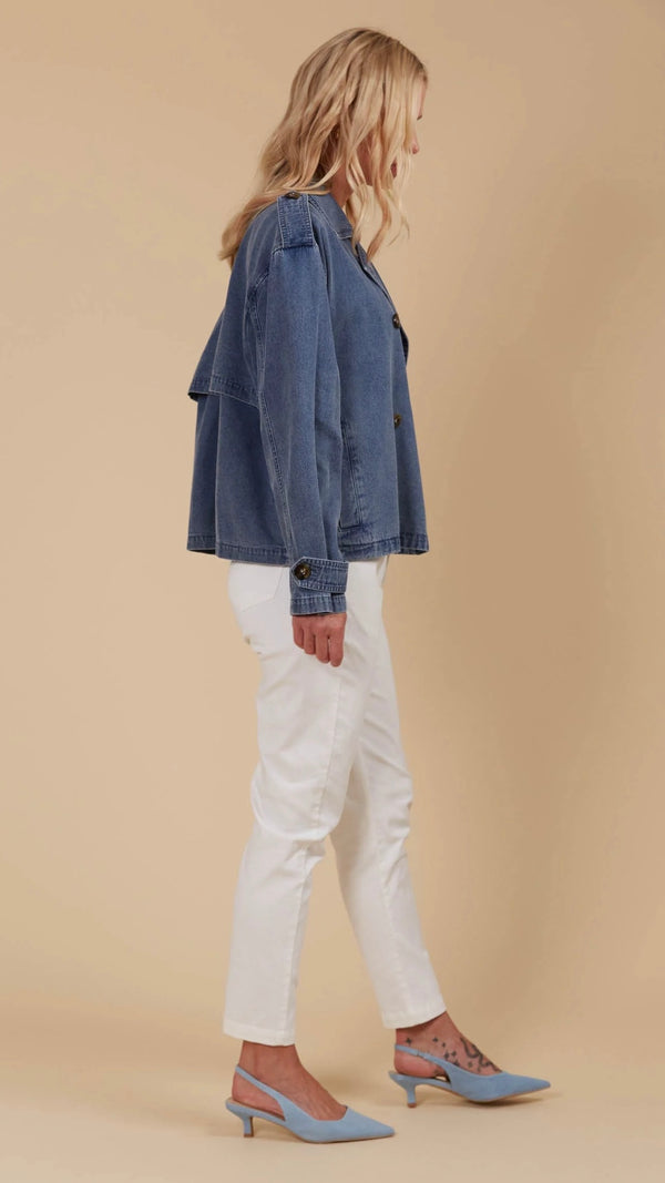 Freya Crop Trench Denim