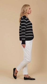 Juno Stripe Jumper Cardigan Onyx
