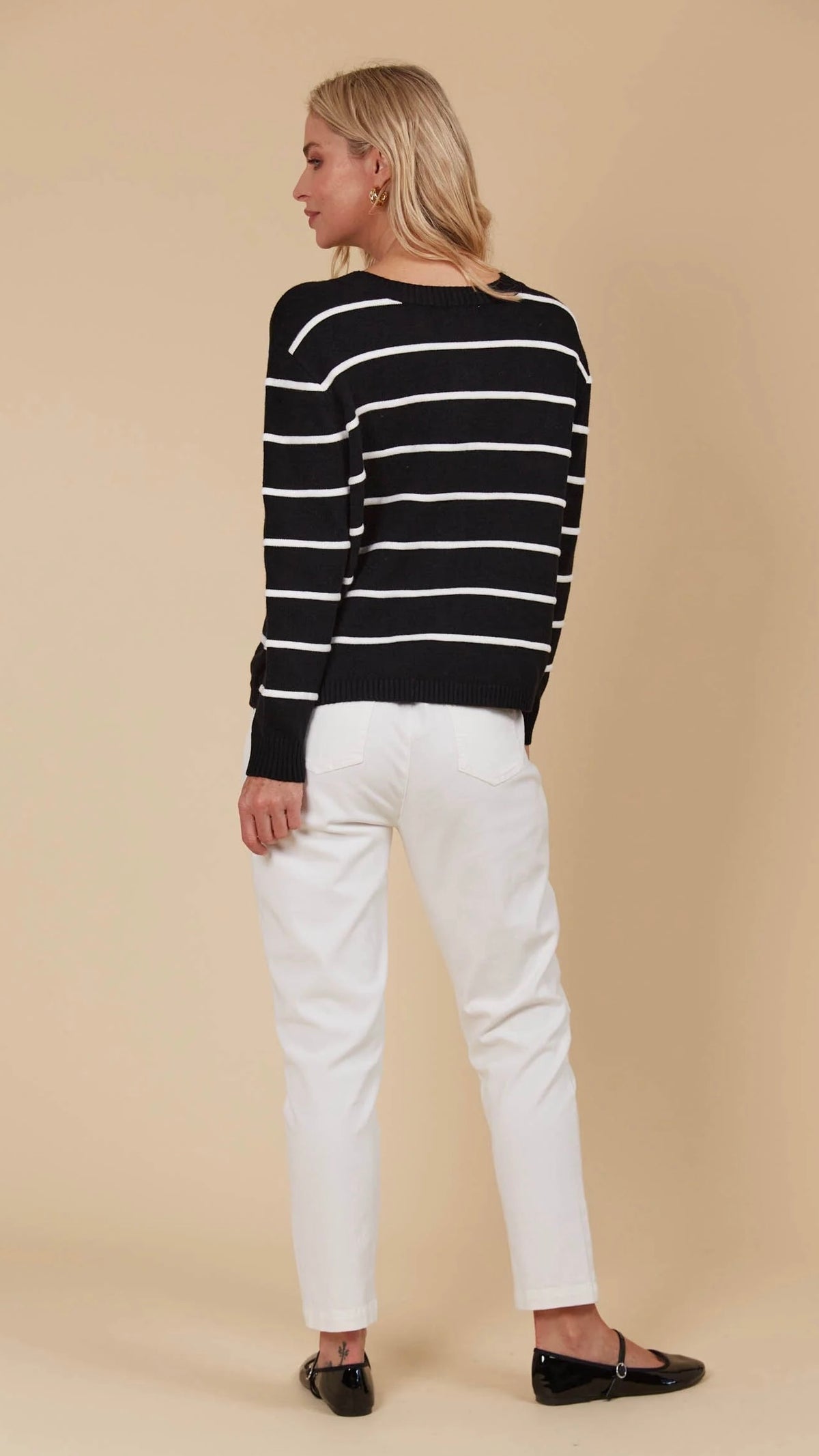 Juno Stripe Jumper Cardigan Onyx