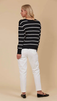 Juno Stripe Jumper Cardigan Onyx
