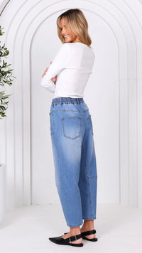 Monaco Leo Barrel Jeans Blue (Restock Arriving August)