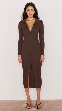 Keani Knit Midi Dress Chocolate