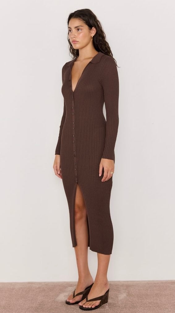 Keani Knit Midi Dress Chocolate