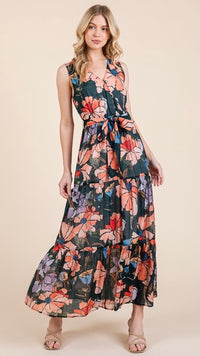 Thea Tie Waist Floral Maxi Dress