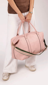 Alexis Stripe Weekender Travel Bag Blush Stripe